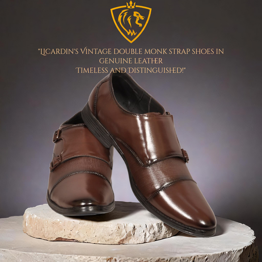 Li Cardin Double Monk Strap Leather Shoes for Men